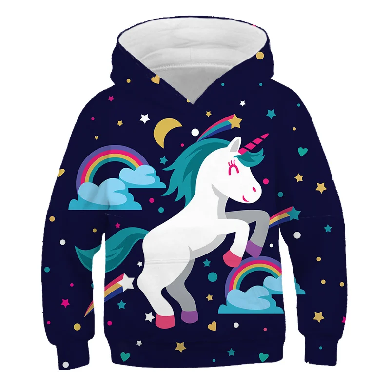 

3D Print Unicorn Boys Hoodies Coats Autumn Winter Outerwear Kids Hooded Sweatshirt Clothes Children Long Sleeve Pullover Tops
