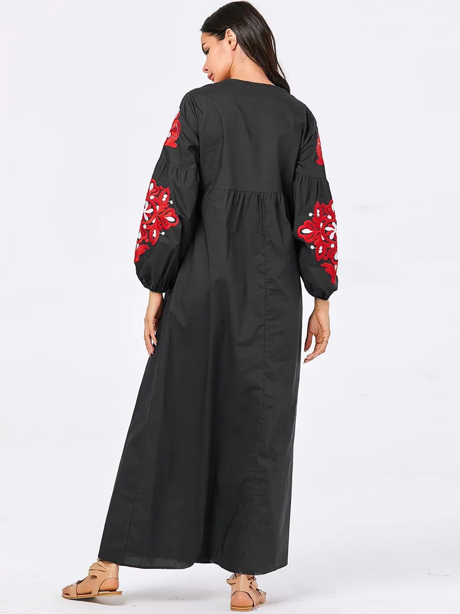BNSQ женские мусульманские Длинные платья плюс размер халат вышивка abaya открытый Дубай Парер Рамадан Повседневный кафтан длинное платье