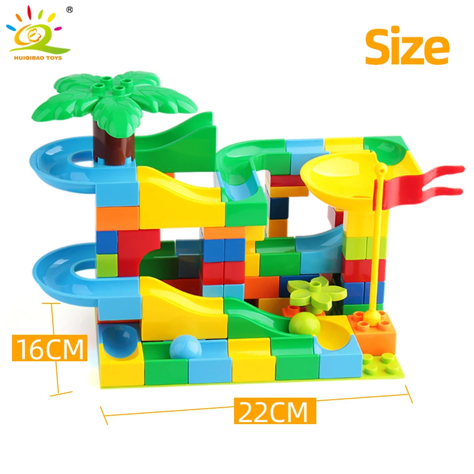 HUIQIBAO 114 шт. джунглей мрамора гоночная гонка строительные блоки Duploed лабиринт шар