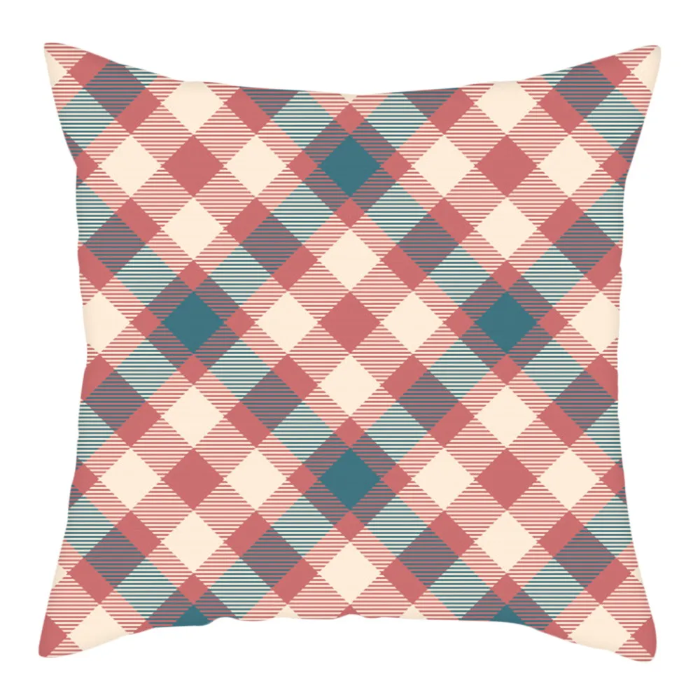 

Fuwatacchi Red Geometric Cushion Covers Plaid Square Pillow Cases Striped Pillow Covers Bedroom Sofa Soft Throw Pillows 45x45cm