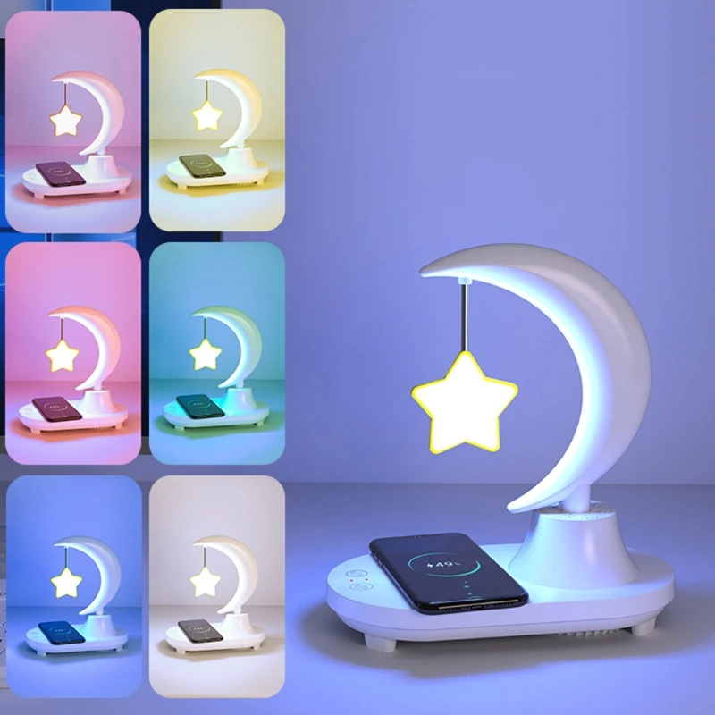 LED Night Lamp with Speaker Colorful Fashion Atmosphere Night Light USB Smart Creative Gift Bedside Charging Table Lamps