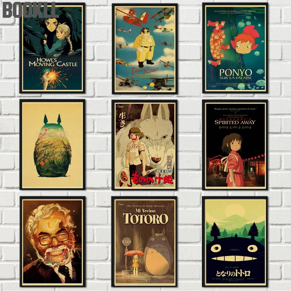 

Anime Poster Hayao Miyazaki Collection Good Quality Painting RetroPoster Kraft Paper For Home Bar Wall Decor/Stickers