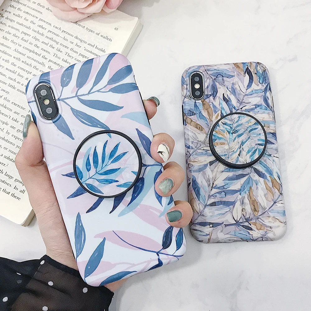 Винтажный чехол LOVECOM с листьями дерева и держателем для телефона iPhone 12 Mini 11 Pro Max XR X