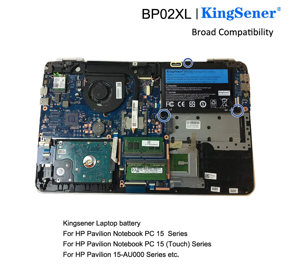 KingSener BP02XL Laptop Battery for HP Pavilion PC 15 15-AU 849909-850 849569-421 TPN-Q172 TPN-Q175 HSTNN-LB7H BP02041XL 5324mAh images - 6