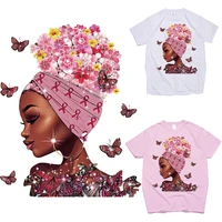 black girl butterfly flower iron on transfers for clothing thermoadhesive patches on clothes flex fusible patch thermal stickers