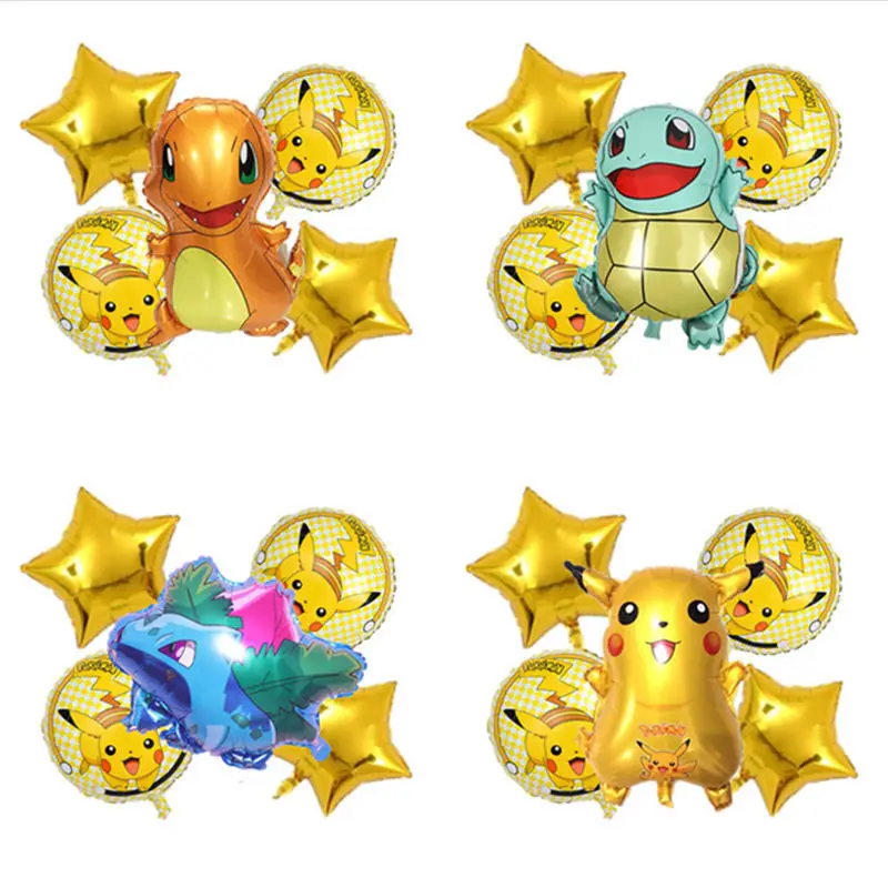 

Pokemon Pikachu Geni Turtle Little Fire Dragon Anime Theme Children's Birthday Party Wedding Decoration Balloon Kids Toys Gifts