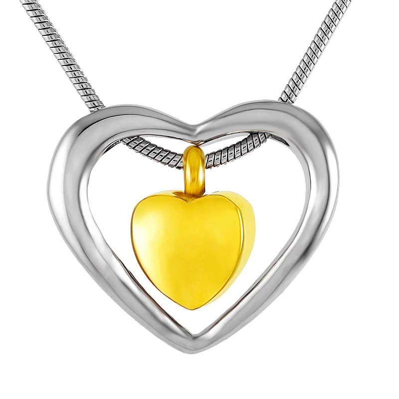 

IJD9198 сердце с сердцем ожерелье с кремационной урной Мемориал из нержавеющей стали памятный кулон Keepsake урна сувенир ювелирные изделия