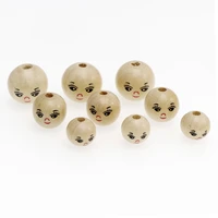 20pcs 141822mm diy smiling face wooden beads natural ball round spacer wooden beads wood beads lead free wooden balls