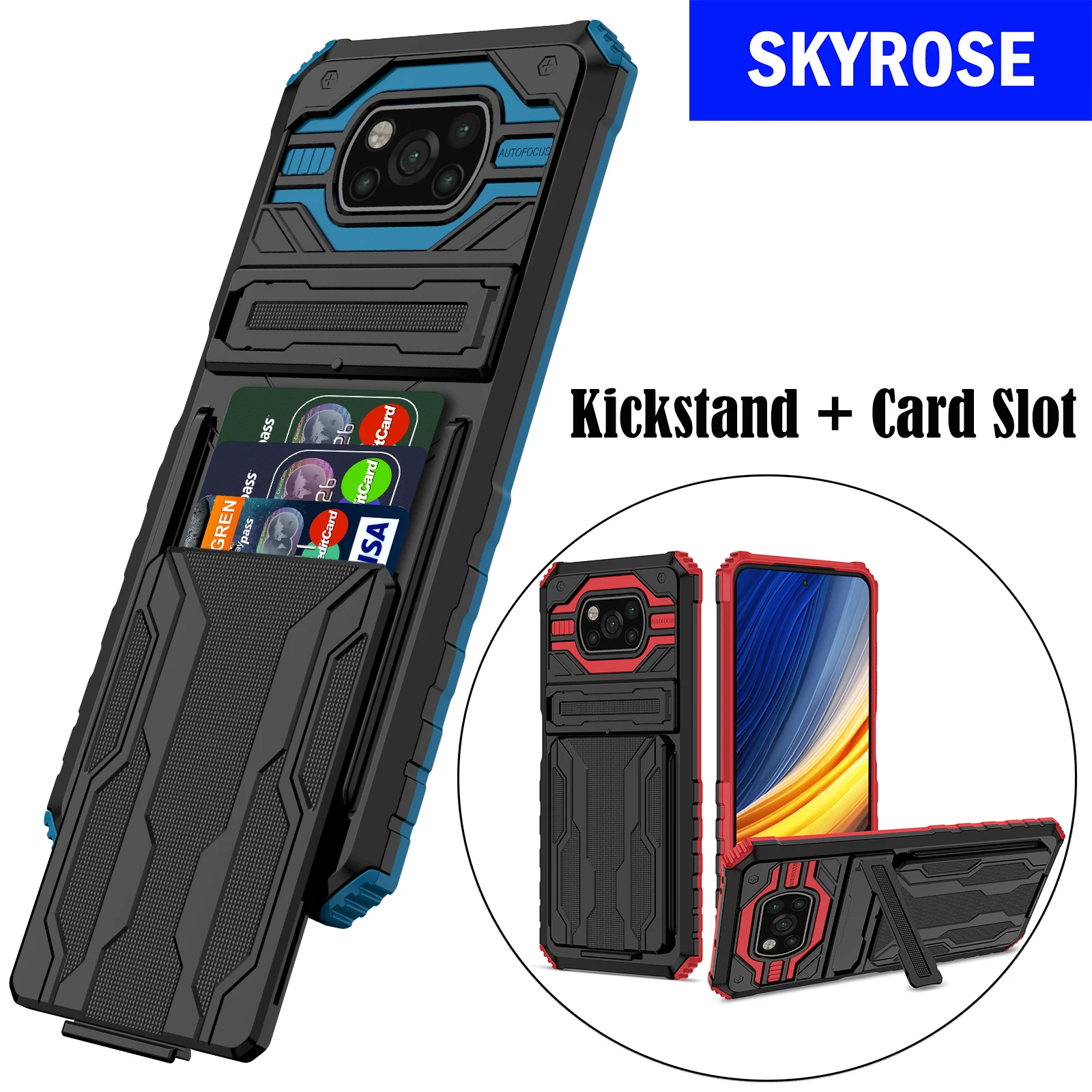 

POCO X3 NFC Capa for Xiaomi POCO X3 Pro Case Poco M3 Pro 5G Armor Case for Xiaomi Mi 11 Lite Card Slot Kickstand Phone Case