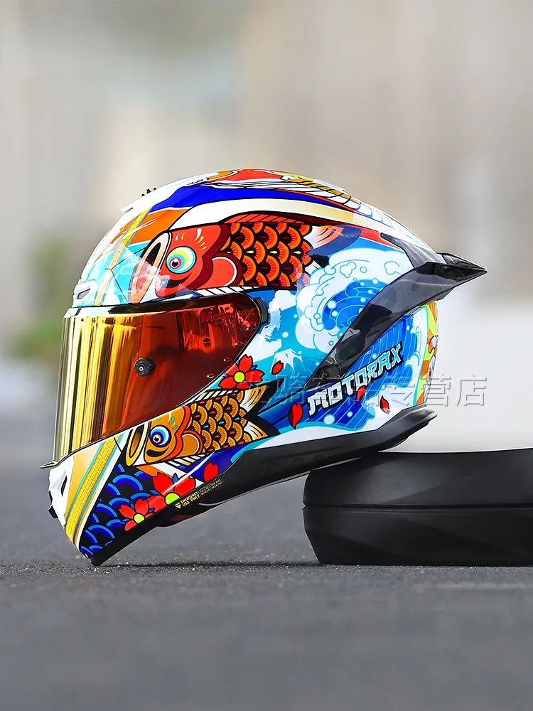 

zq Motorcycle Helmet Full Face Helmet Men's and Women's Large Tail R50 Motorcycle Four Seasons Full Face Helmet