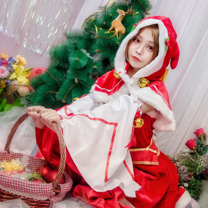 

Stage Performance Clothing Girl Gift Christmas Classic Games Cosplay Chinese Beauty Costumes Red Elegant COS Cartoon Uniform