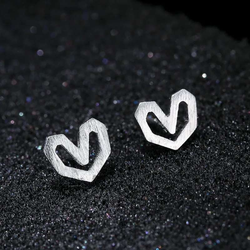 100% 925 пробы серебро без никеля полые серьги-гвоздики в форме сердца для женщин и