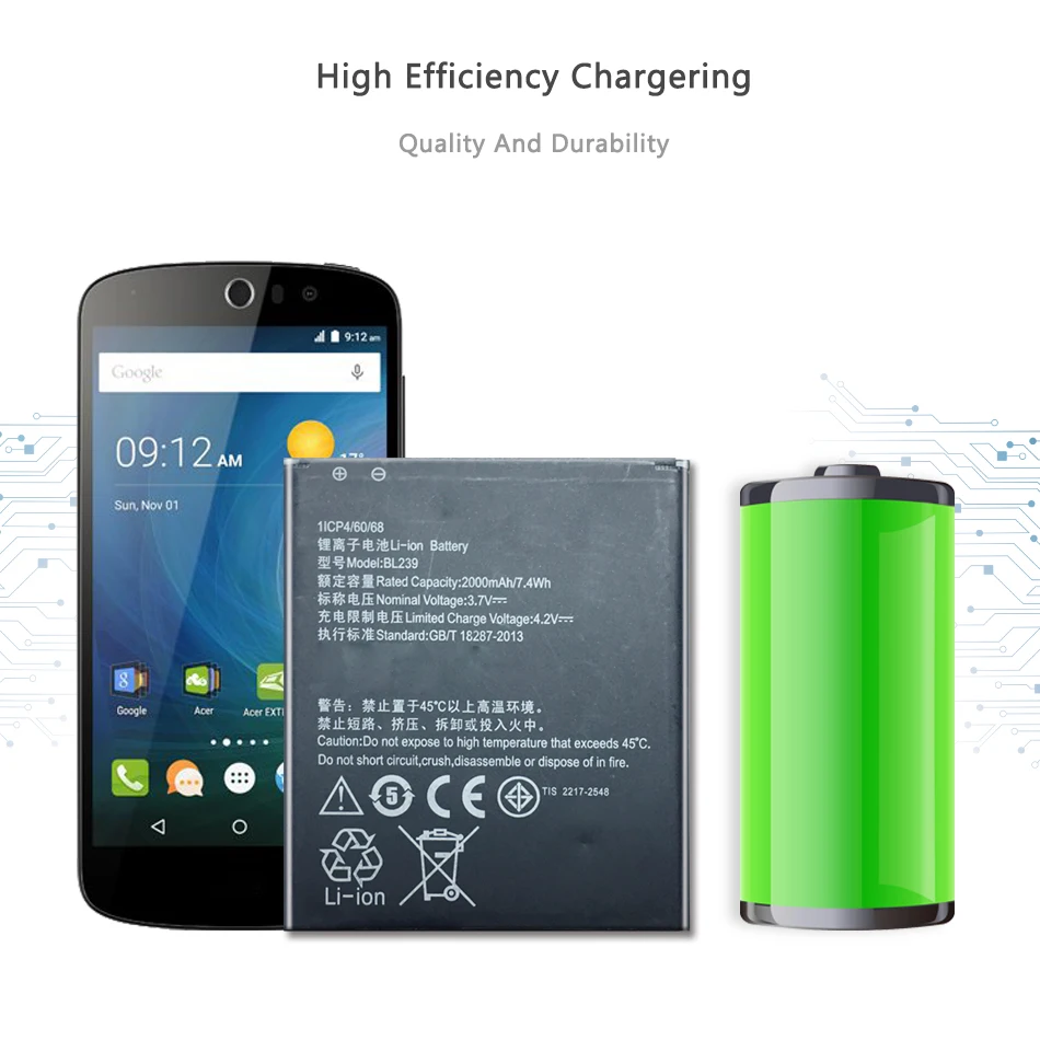 BL239 для Lenovo A399 A330E литий ионная полимерная батарея 2000mAh сотового