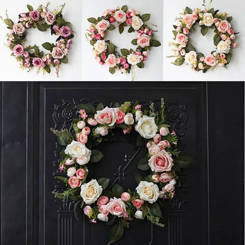 

Искусственный цветок, популярная гирлянда, искусственная Роза, подвесной цветок 35 см, дверной венок, пион, Свадебный декор