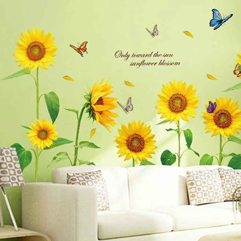 Настенные наклейки креативные на стену из ПВХ с цветами многоцветные деревом