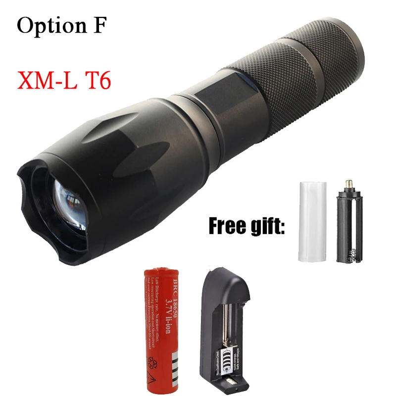 Option F Z20Litwod V5 CREE XM-L T6 светодиодный фонарь, масштабируемый светодиодный фонарь для 2x18650 батарей, алюминиевый светодиодный фонарь для велосипеда, тактический - Испускаемый цвет: Option F