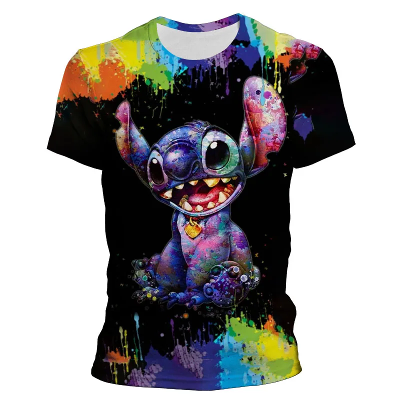 

Disney 2022 T-shirt Cartoon Lilo & Stitch Men's Women Short Summer Regular Children t Shirt O-Neck White Tops Tee Shirt Loose