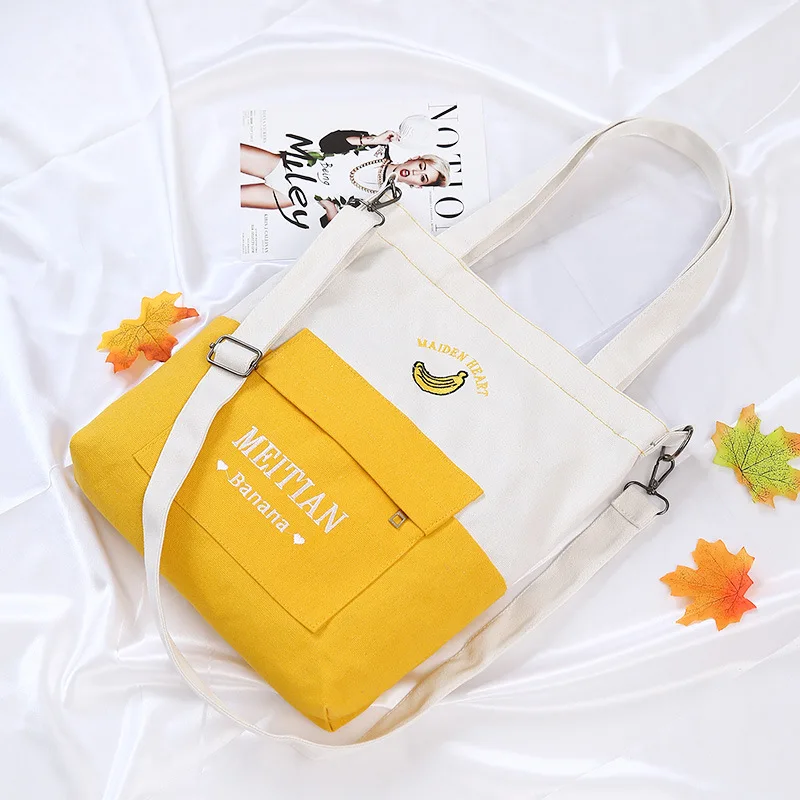 

Multicolor Cartoon Cute Embroidery Ladies Messenger Bag Fashion Fresh Korean Canvas Shoulder Bag All-match Student Handbag
