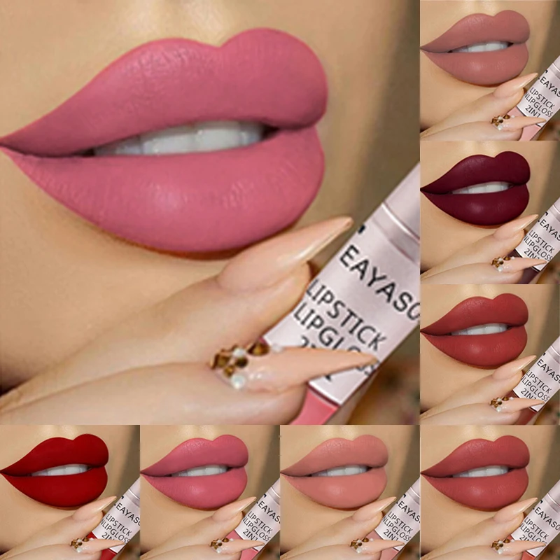 

12 Colors Sexy Nude Lip Gloss Waterproof Matte Velvet Liquid Lipsticks Long Lasting Moisturizing Women Makeup Lip Tint Cosmetic