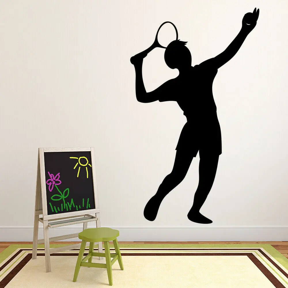 

Tennis Player Wall Decal Boy Silhouette Sport Game Ball Vinyl Window Stickers Teens Bedroom Stadium Interior Decor Mural M980