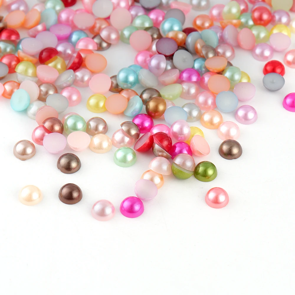 

4/5/6/8/10/12mm Multicolor ABS Imitation Pearl Half Round Bead Flat Back Scrapbook Beads For Jewelry Making Sticking Craft