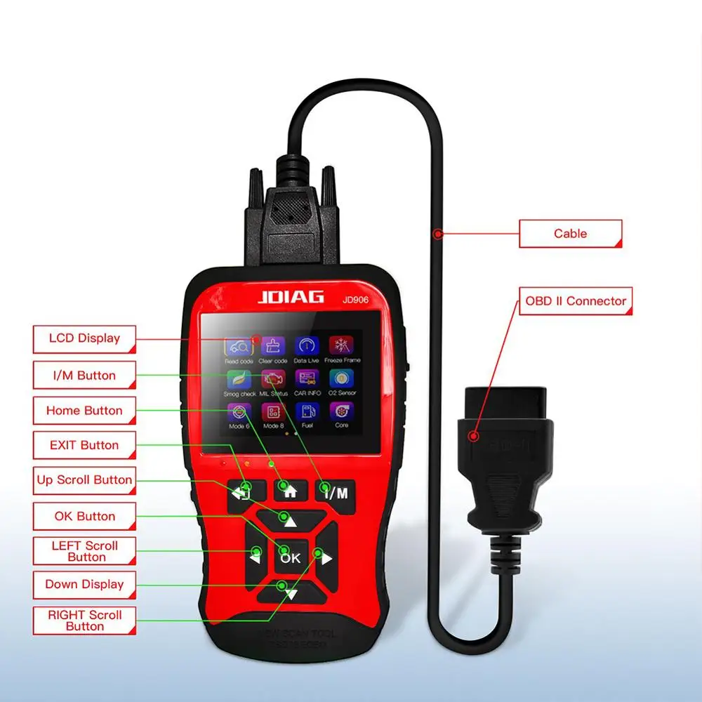 Professional Obd2 Automotive scanner JDiag JD906 Full System with Russian Language Upgraded Code Reader OBD2 Scanner KW850 | Автомобили и