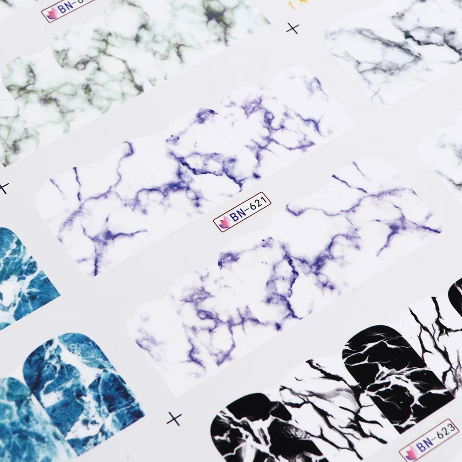 Наклейки для ногтей градиентные мраморные 1 шт. Переводные чернила черные полная