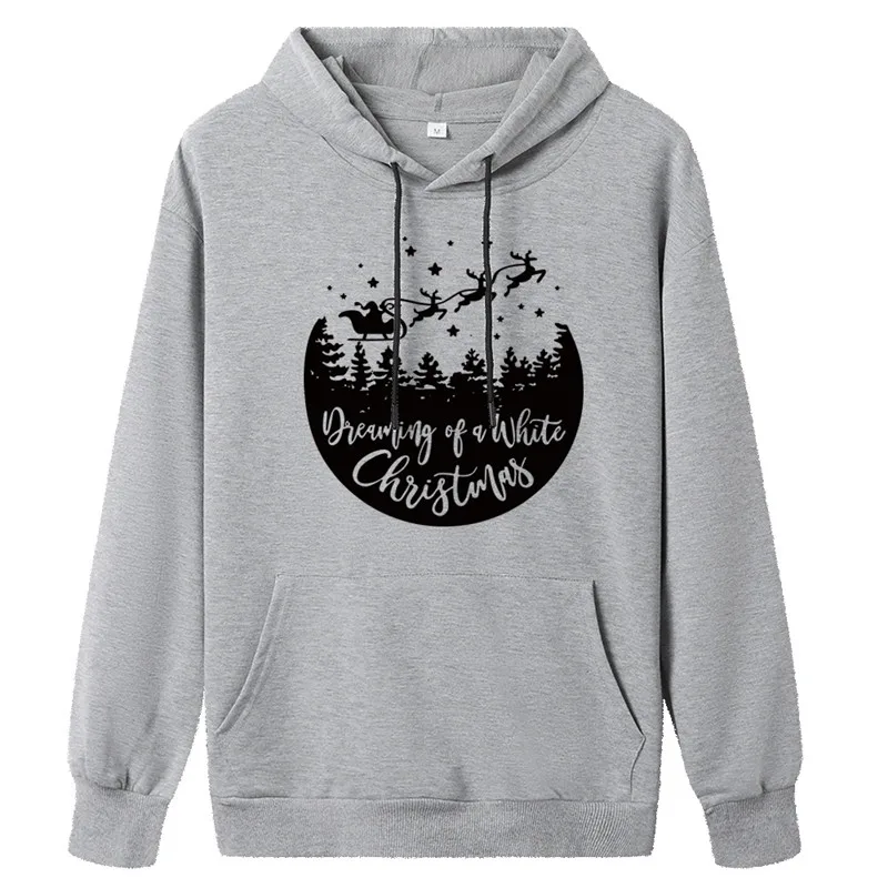

New Christmas Hoodies Women Cute Santa Claus Print Sweatshirt Long Sleeve Hoodie Winter Clothes Women Casual Pink Top Streetwear