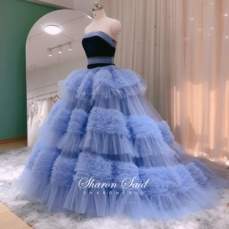 Светильник-Голубое Бальное платье платья для Quinceanera 2022 роскошное Тюлевое Пышное