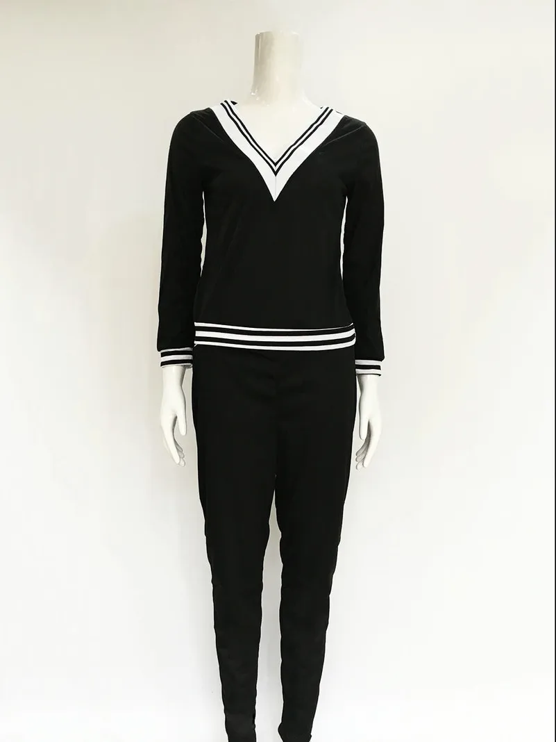 

v neck design Suit Set 2019 Women Tracksuit Two-piece Sport Style Outfit Jogging Sweatshirt Fitness Lounge Sportwear