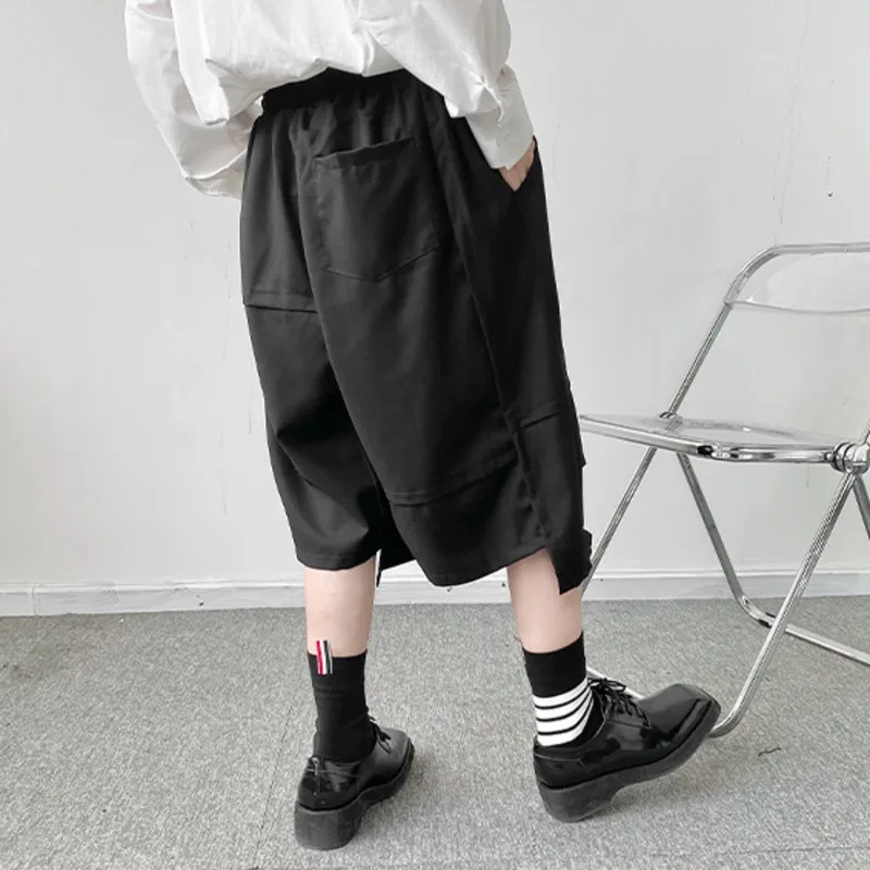 

IEFB Niche Design Men's Casual Shorts 2021 New Asymmetric Deconstruction Summer Black Elastic Waist Shorts Japan Style 9Y6532