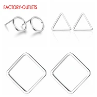 new design genuine 925 sterling silver stud earrings for women grils geometric pierced earrings elegant jewelry accessories