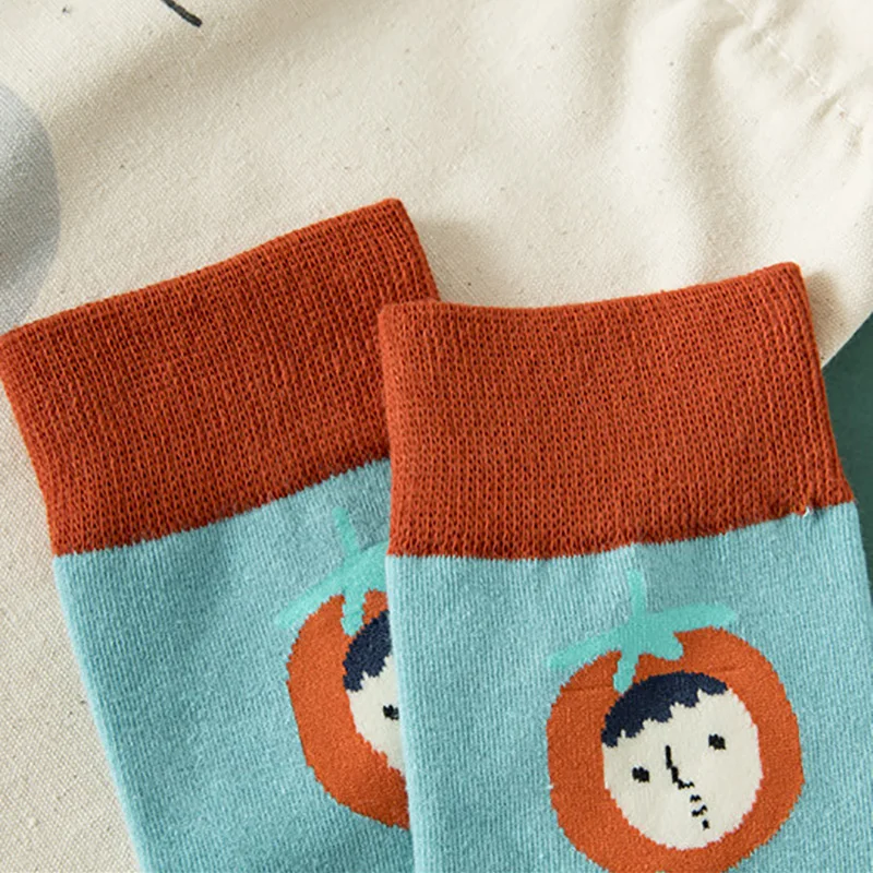 

Autumn Winter Cartoon Pattern Mid Tube Socks Sports Socks for Women 1Pair Cotton Funny Breathable European Style Sock
