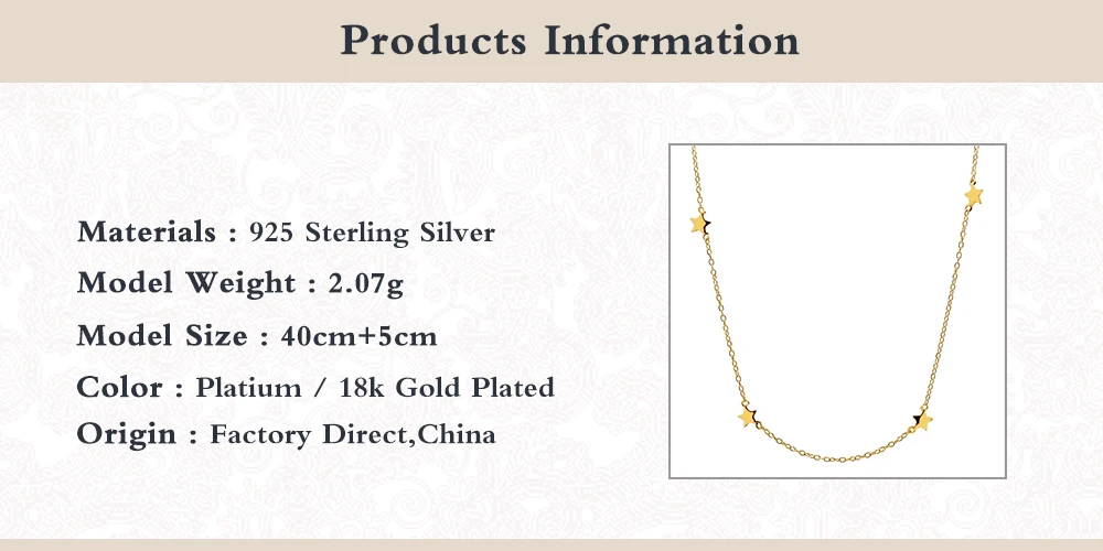 

Canner 925 Sterling Silver Chain Necklace Clavicle Stackable Star Choker Necklace For Women Fine Jewelry collier femme Collar W5