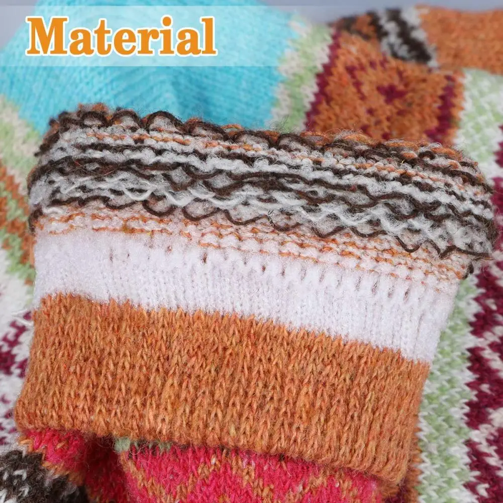 

6 Pairs/Set Stylish Women Winter Stripes Woolen Thick Warm Middle Tube Socks