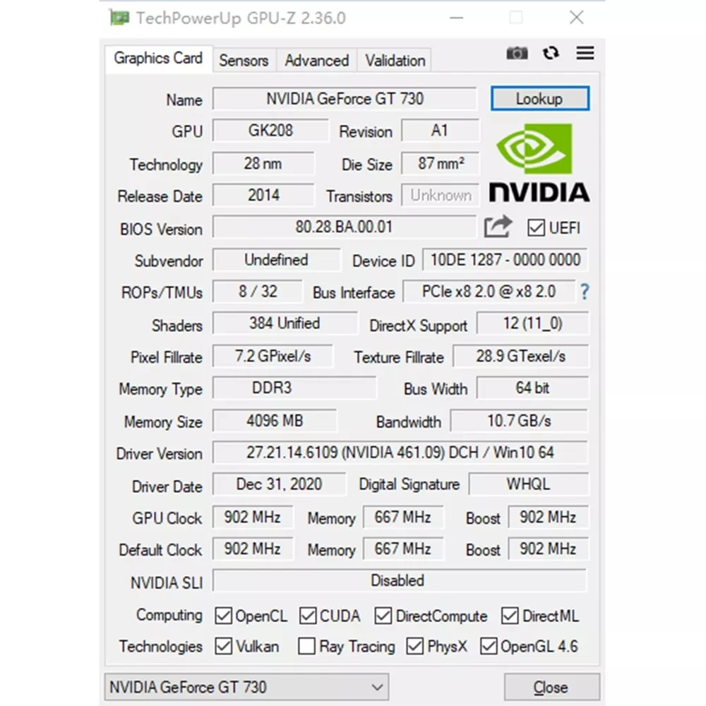 

GT730 4G GDDR3 64bi PCI-Express 3,0 DVI HDMI