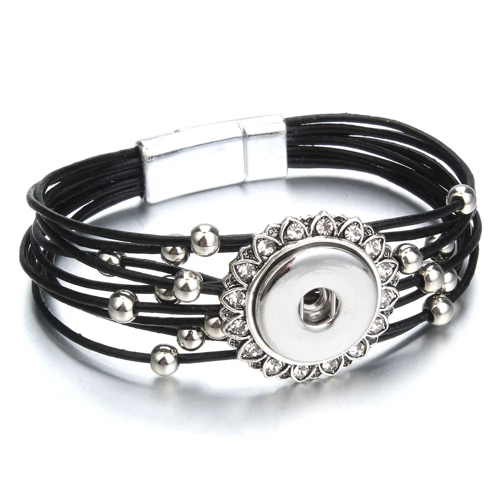 Новые ювелирные изделия с защелкой магнит пряжка ПУ кожа Pulseras 18 мм металлические