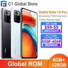 Смартфон Xiaomi Redmi Note 10 Pro с глобальной прошивкой, 6 ГБ ОЗУ, 128 Гб ПЗУ, Восьмиядерный процессор Dimensity 1100 дюйма, дисплей 120 Гц, камера 64 мп, 5000 мАч