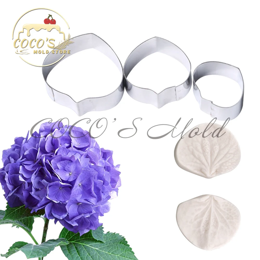 

5 шт./компл. силиконовая форма в виде лепестков гортензии, форма из нержавеющей стали для резки, форма для сахарных цветов, помадки, торта, инс...
