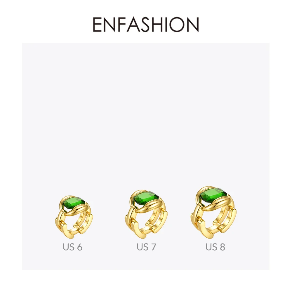 Женское кольцо из нержавеющей стали ENFASHION с зеленым камнем в стиле панк