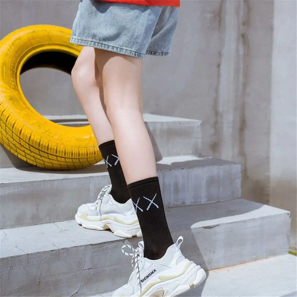 

Fashion Punk Accessories Sport Sock Mid-calf Length Socks Socks Cross Black White Knee-High