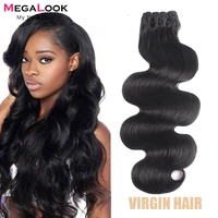 body wave bundles with closure 34 double drawn unprocessed virgin hair extension megalook peruvian hair bundles with closure