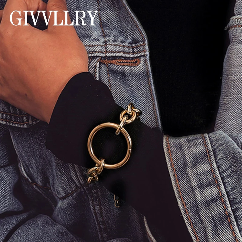 Женские и мужские браслеты цепочки в стиле панк Крупные круглые минималистичные