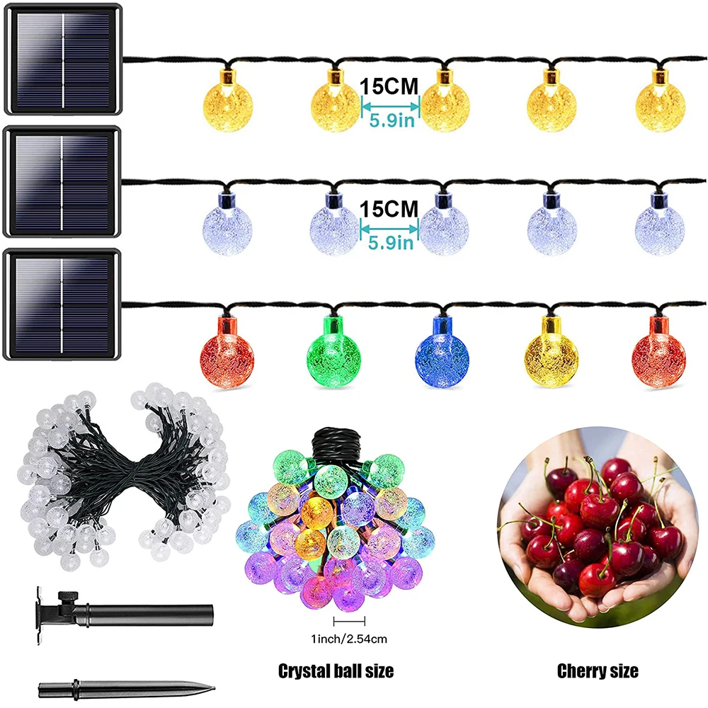 

9.5M 50LEDs Solar Bubble Crystal Ball Waterproof LED String Light Outdoor LED Bulb Lamp String Christmas Lights Decoration D30