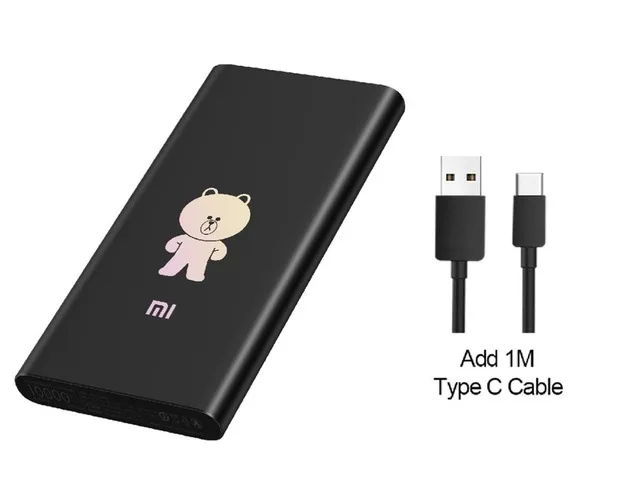 Xiaomi внешний аккумулятор коричневый медведь Ограниченная серия 10000 мАч 18 Вт Быстрая зарядка портативное зарядное устройство - Цвет: add Type C cable