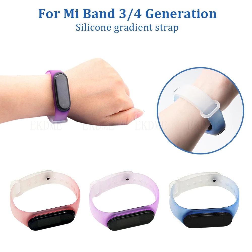Силиконовый градиентный ремешок для Xaiomi Mi 3 4, мягкий браслет-ремешок для часов, замена на запястье.