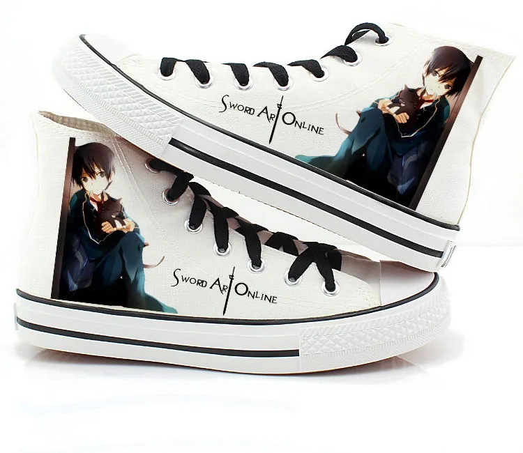 

High-Q Unisex Anime Sword Art Online SAO Kirigaya Kazuto Casual Canvas shoes Sword Art Online Asuna Flat duck shoes plimsolls
