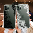 Модный кружевной Цветочный чехол для телефона iPhone 11 Pro Max X XS XR Max 7 8 7Plus 8Plus 6S SE 12 мягкий силиконовый прозрачный чехол Fundas