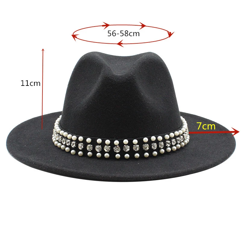 Fashion Men Women Wide Brim Wool Felt Jazz Fedora Hats British style Trilby Party Formal Panama Cap Black Yellow Dress Hat