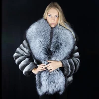 women winter new real rex rabbit fur coats with big silver fox fur collar thick warm coat fashion rex rabbit fur jacket genuine